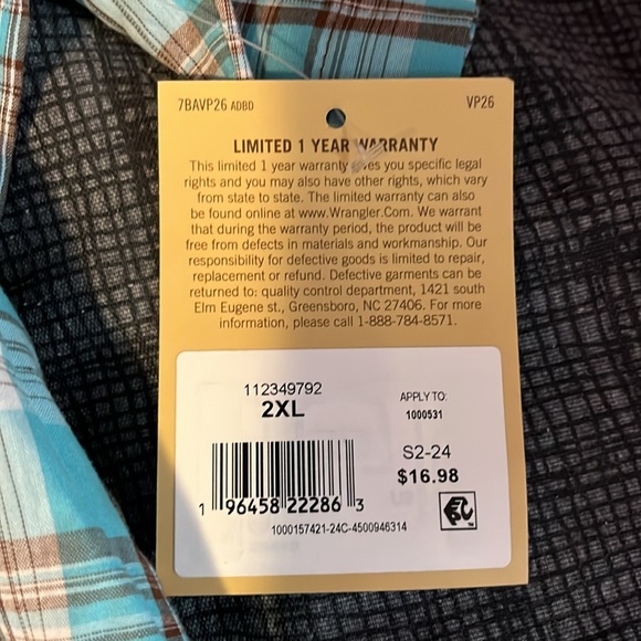 Wrangler men’s snap up shirt shirt sleeve - Picture 2 of 4